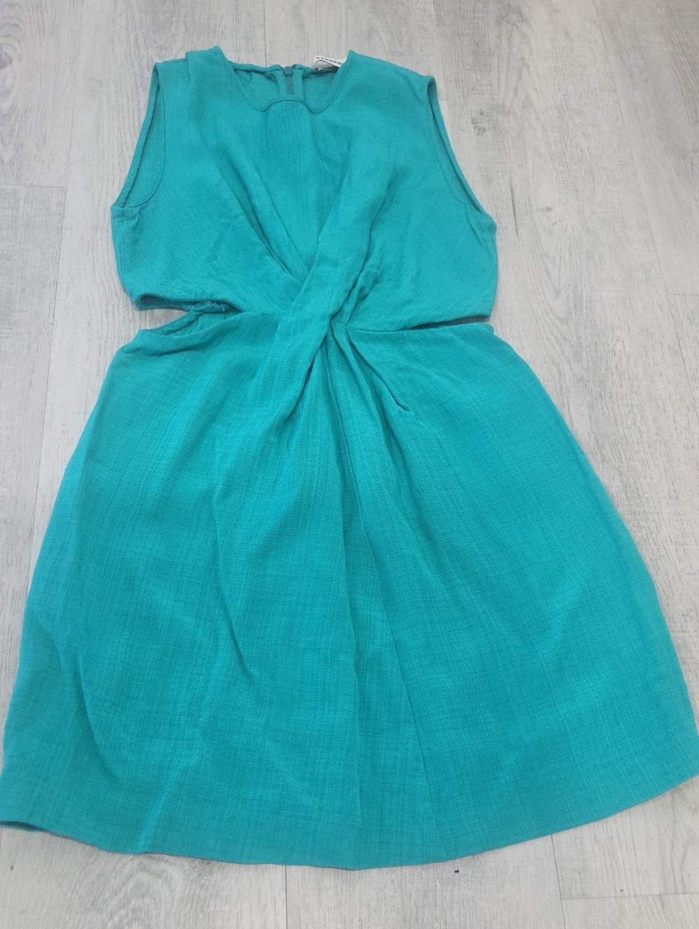 Sandro Teal Twist-Front Cut-out Dress